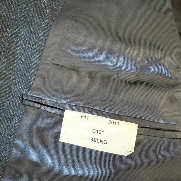 Brooks Brothers Blazer 48L Blue Herringbone 100% Wool Regent Fit Lined - Picture 6 of 12